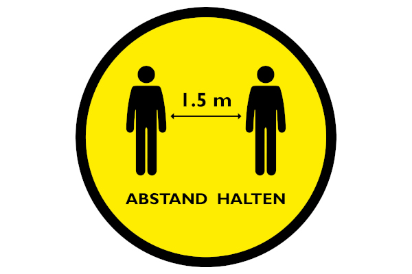 Covid-Fussboden-Aufkleber-Abstand-halten-gelb-rund